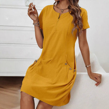 Robe Décontractée à Poches avec Zip Décoratif